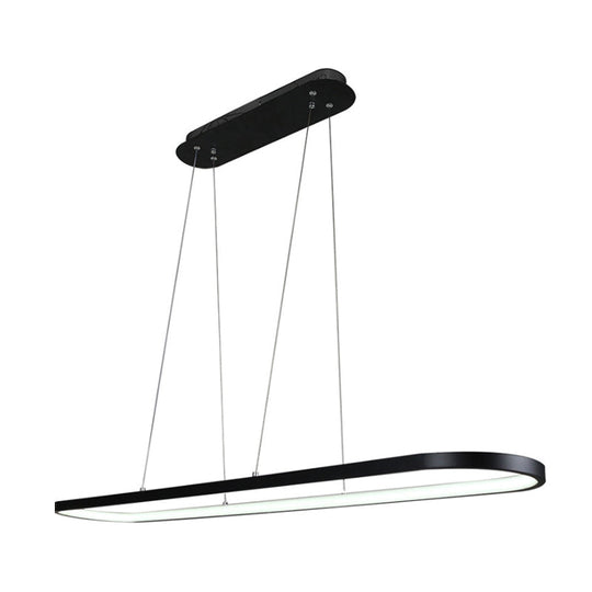 Oval Acrylic Drop Pendant Light - Led Black/White Hanging Ceiling Table Lamp With Dimmable Remote