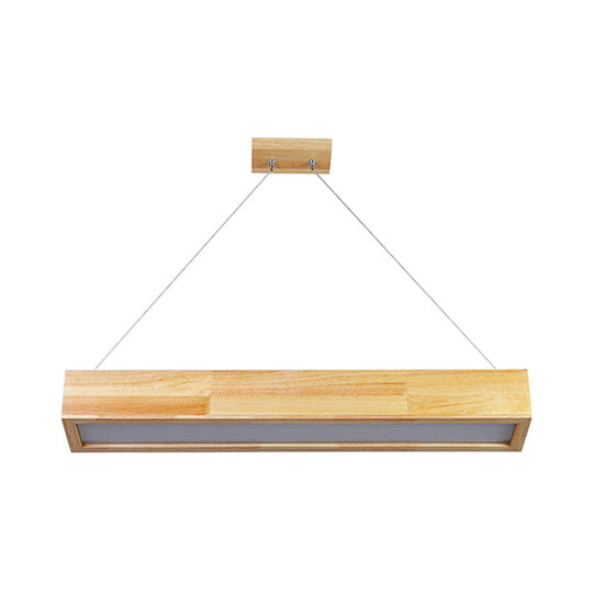 Modern Beige Linear Pendant Light - 1-Head Led Wood Ceiling Lamp (Warm/White Light) 23.5/35.5/47