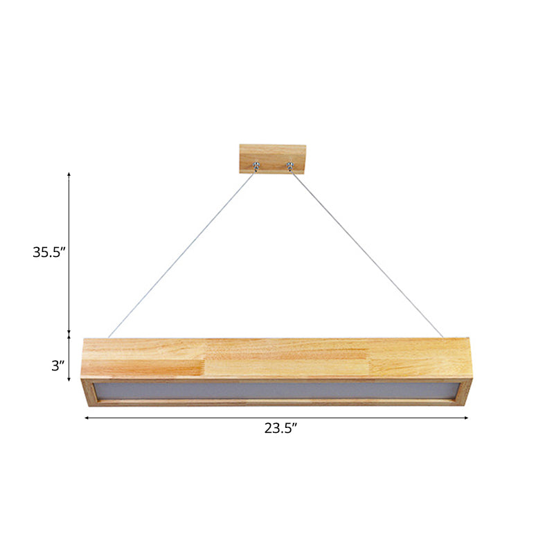 Modern Beige Linear Pendant Light - 1-Head Led Wood Ceiling Lamp (Warm/White Light) 23.5/35.5/47