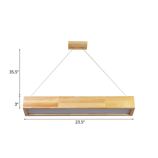 Modern Beige Linear Pendant Light - 1-Head Led Wood Ceiling Lamp (Warm/White Light) 23.5/35.5/47