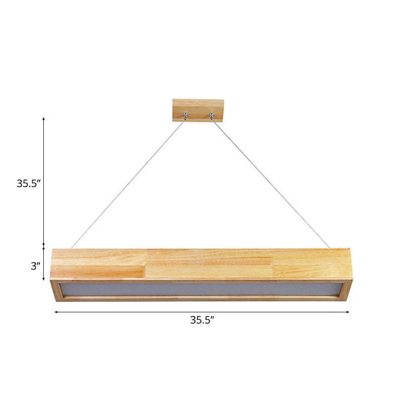 Modern Beige Linear Pendant Light - 1-Head Led Wood Ceiling Lamp (Warm/White Light) 23.5/35.5/47