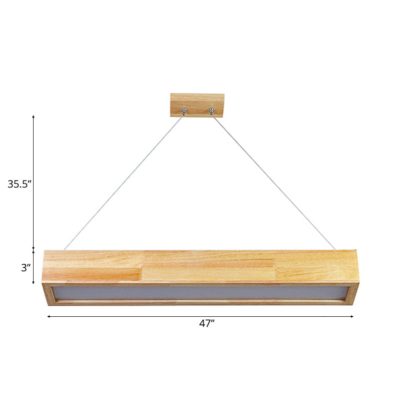 Modern Beige Linear Pendant Light - 1-Head Led Wood Ceiling Lamp (Warm/White Light) 23.5/35.5/47