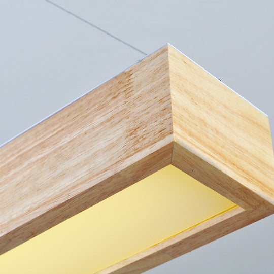 Modern Beige Linear Pendant Light - 1-Head Led Wood Ceiling Lamp (Warm/White Light) 23.5/35.5/47