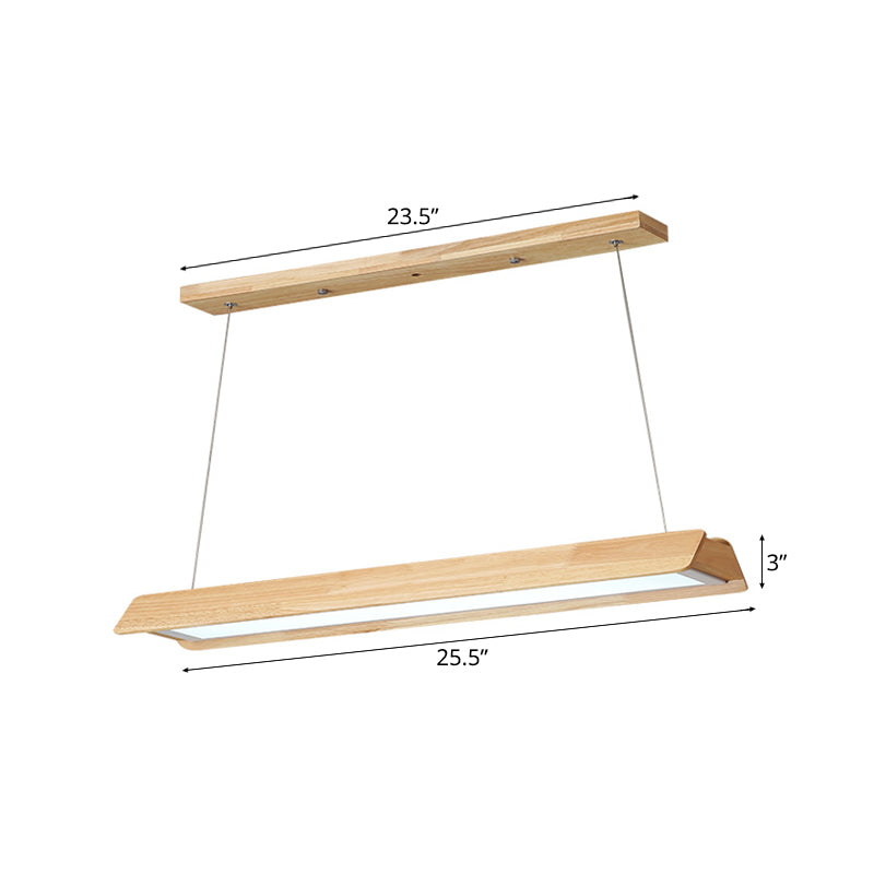 Modern Wood Linear Led Pendant Light Fixture - 25.5/37.5/47 Wide Single Warm/White Dining Room