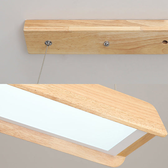 Modern Wood Linear Led Pendant Light Fixture - 25.5/37.5/47 Wide Single Warm/White Dining Room