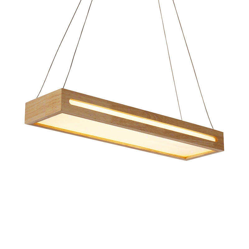 23.5 Modern Wooden Led Pendant Light - 1-Light Beige Ceiling Lamp With Diffuser In