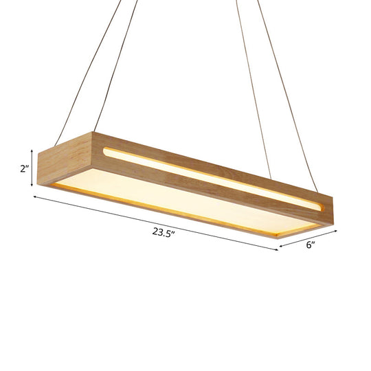 23.5 Modern Wooden Led Pendant Light - 1-Light Beige Ceiling Lamp With Diffuser In