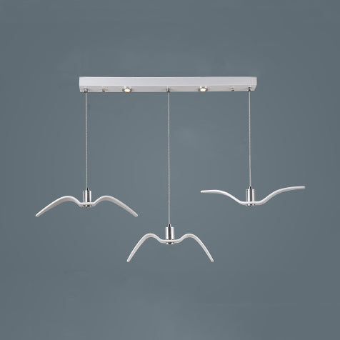 Contemporary Seagull Ceiling Light Fixture - Sleek Metal Pendant Lighting 3 / White