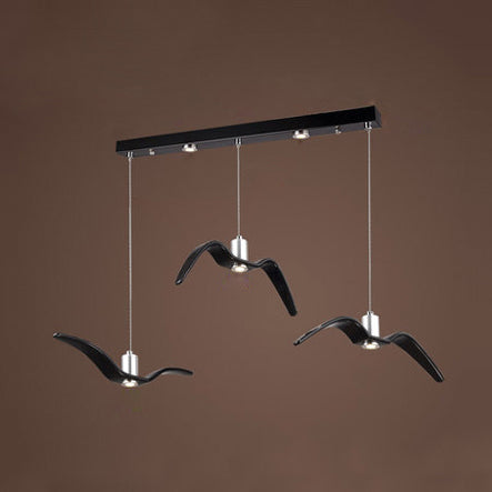 Contemporary Seagull Ceiling Light Fixture - Sleek Metal Pendant Lighting 3 / Black White