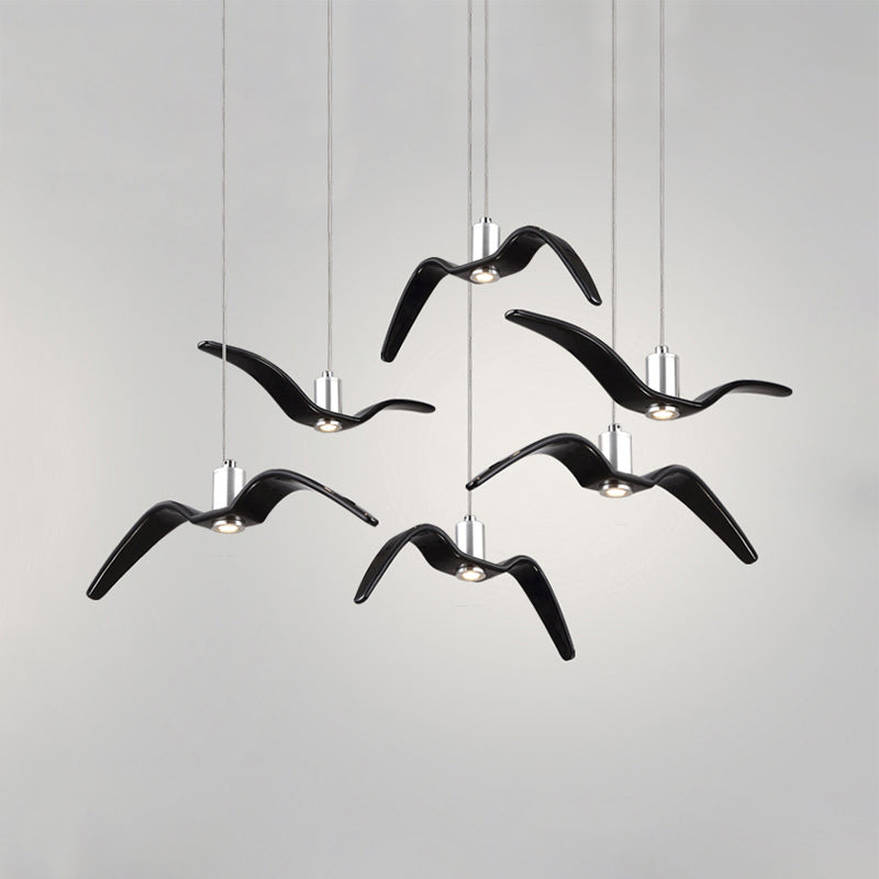 Contemporary Seagull Ceiling Light Fixture - Sleek Metal Pendant Lighting 6 / Black White