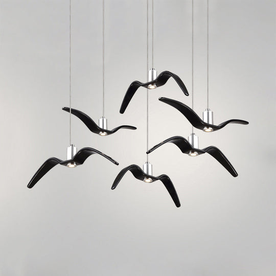 Contemporary Seagull Ceiling Light Fixture - Sleek Metal Pendant Lighting 6 / Black White