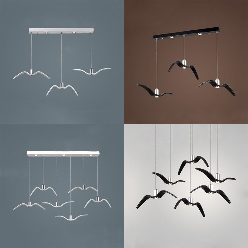 Contemporary Seagull Ceiling Light Fixture - Sleek Metal Pendant Lighting