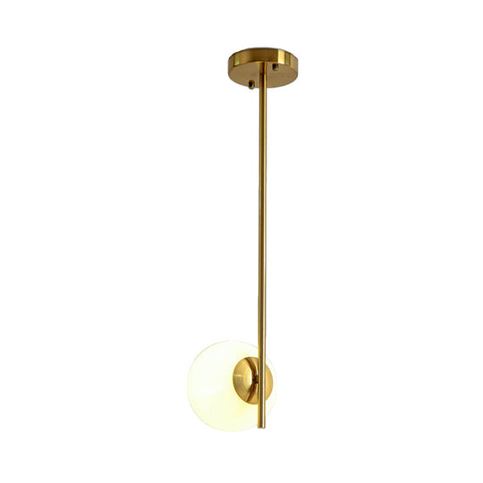 White Glass Pendant Light - Contemporary 1-Light Gold Ceiling Fixture