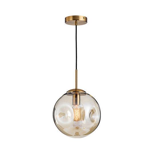 Modern 1 Bulb Pendant Light With Concave Glass Shade - Silver/Red Hanging Fixture For Restaurants