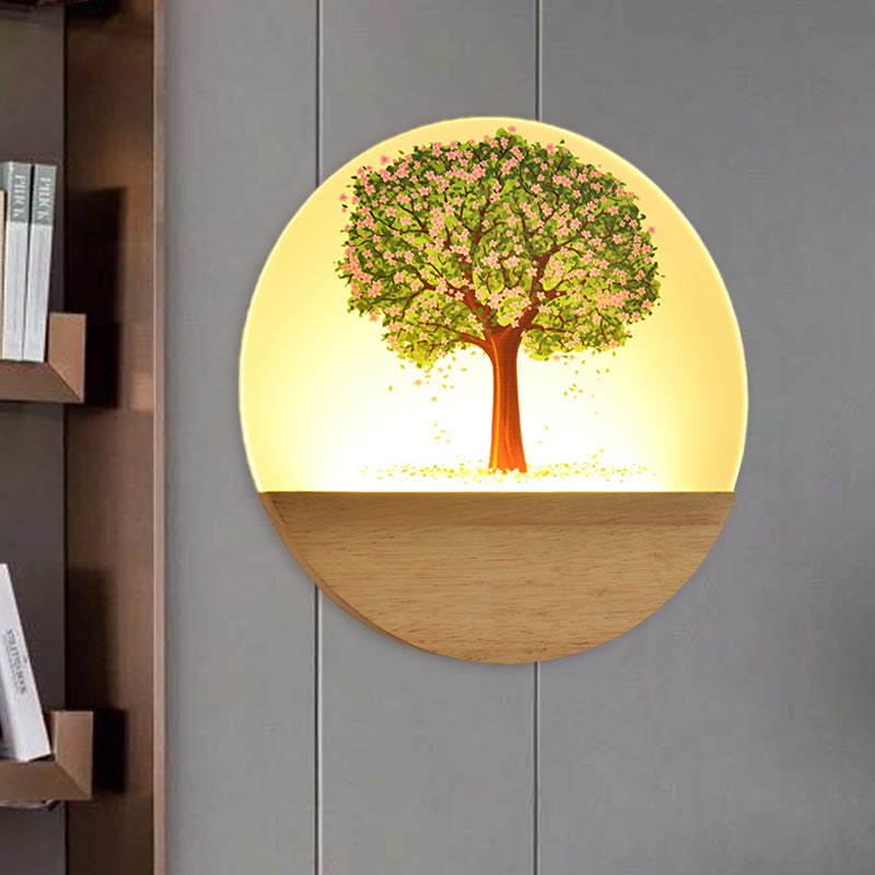 Wooden Nordic Tree Wall Light With Acrylic Led Design - Guest Room Fixture