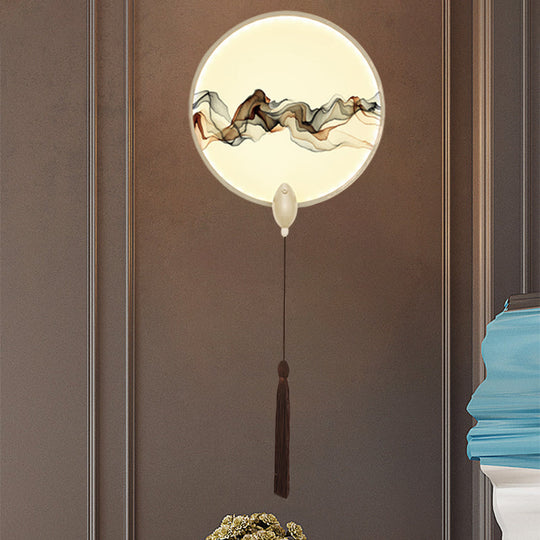 Oriental-Inspired Led Wall Light With Metallic Shade For The Bedroom