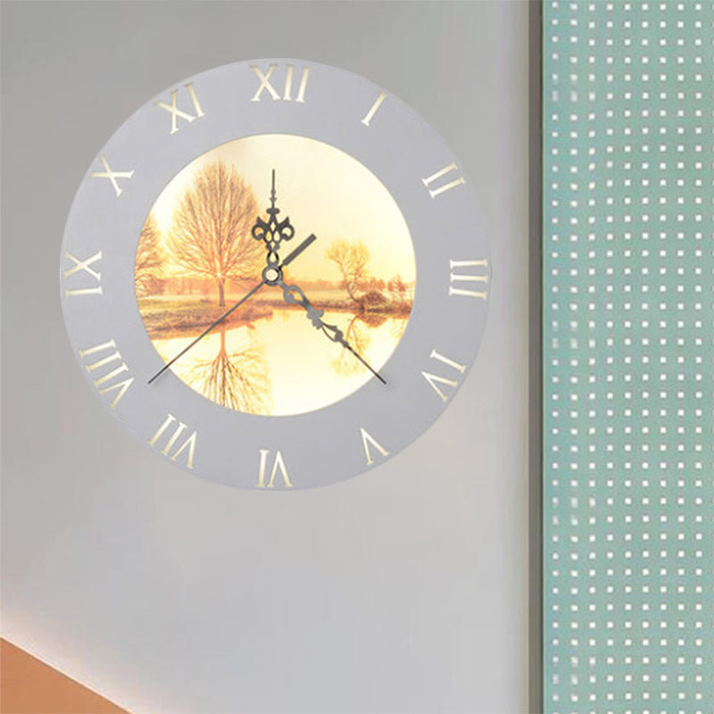 Nordic Style Led Clock Wall Light In Orange/Yellow - Perfect For Living Room Decor