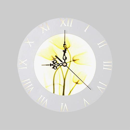 Nordic Style Led Clock Wall Light In Orange/Yellow - Perfect For Living Room Decor