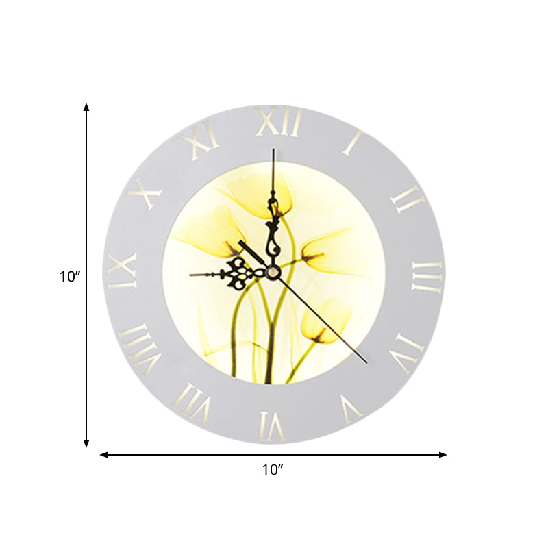 Nordic Style Led Clock Wall Light In Orange/Yellow - Perfect For Living Room Decor