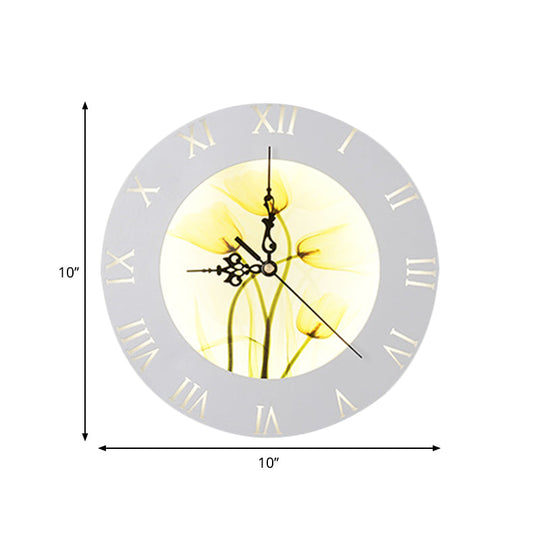 Nordic Style Led Clock Wall Light In Orange/Yellow - Perfect For Living Room Decor