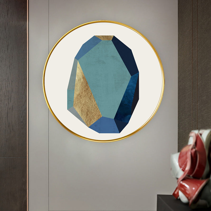 Gold Diamond Circle Led Wall Lamp With Minimalist Fabric Mural Design