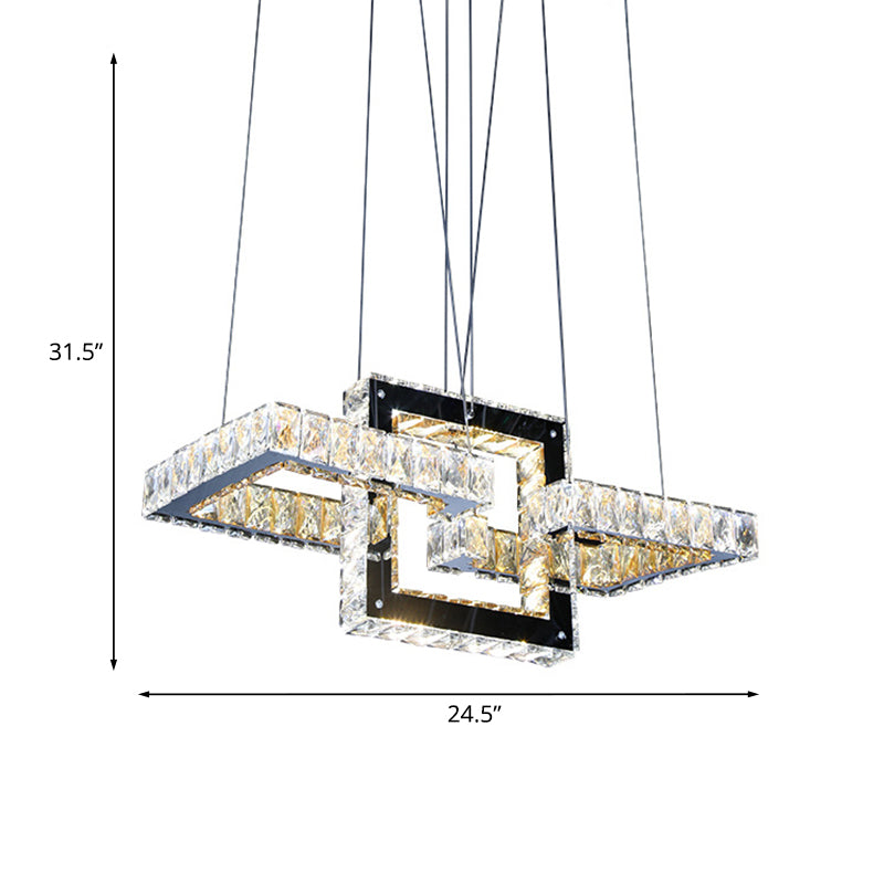 Minimalist Remote Control LED Pendant Light with Crystal Frame