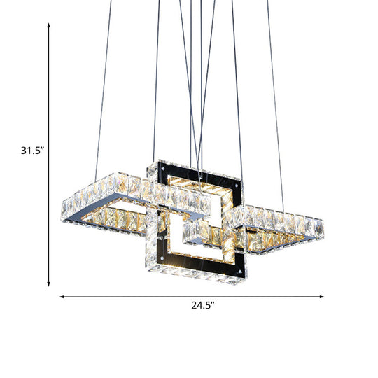 Minimalist Remote Control LED Pendant Light with Crystal Frame