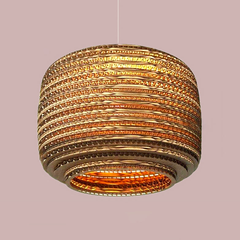 Brown Asian Pendant Light For Restaurants - Vase Shaped Paper Suspension