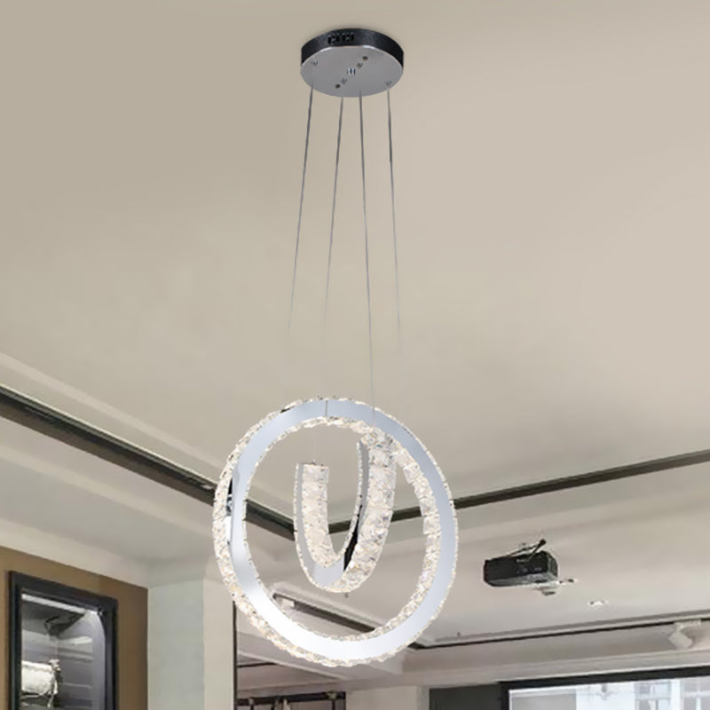 Led Stainless Steel Drop Pendant Crystal Chandelier Light