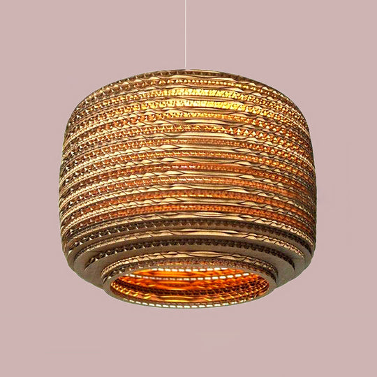 Brown Asian Pendant Light For Restaurants - Vase Shaped Paper Suspension / 11 C