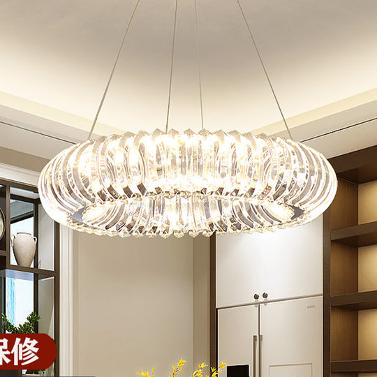 Minimalist Led Crystal Donut Pendant Light Fixture For Dining Room Chandelier