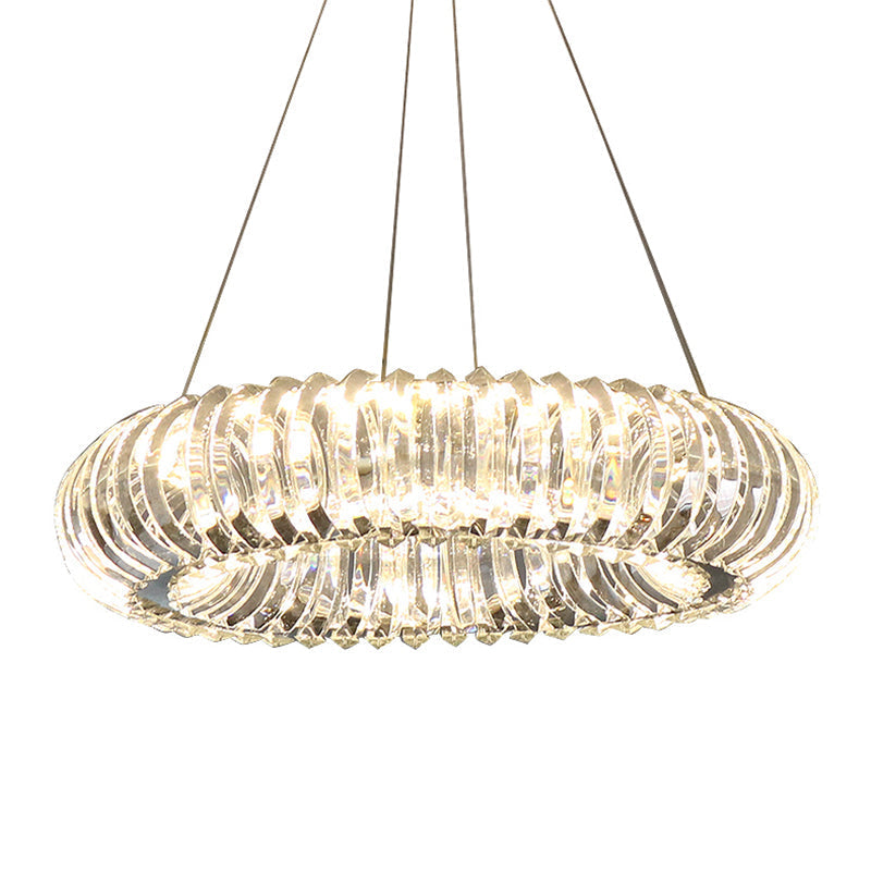 Minimalist Led Crystal Donut Pendant Light Fixture For Dining Room Chandelier