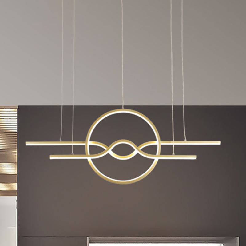 Gold Island Led Pendant Light With Modern Wavy Design For Dining Area / White