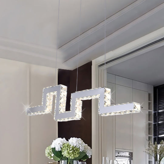 Minimalist Crystal-Encrusted Led Island Lamp Pendant - Stainless Steel