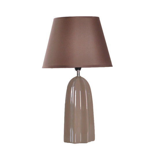 Traditional Style Beige/Brown Table Lamp With Fabric Conical Shade - Perfect For Study Room