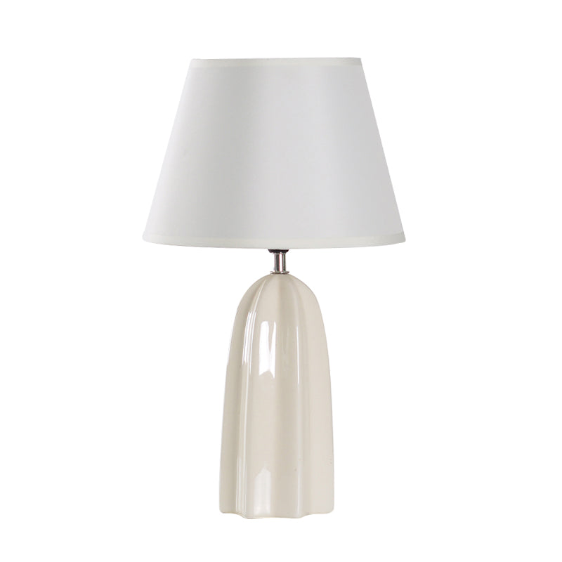 Traditional Style Beige/Brown Table Lamp With Fabric Conical Shade - Perfect For Study Room