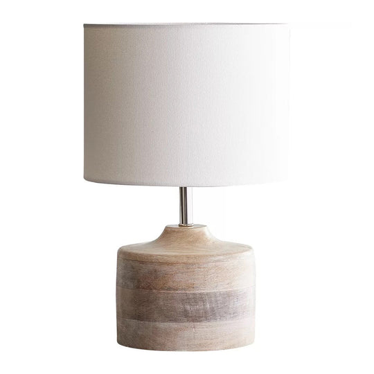 Vintage White Drum Shade Bedside Lamp - Retro Style With Fabric And 1-Bulb For Reading