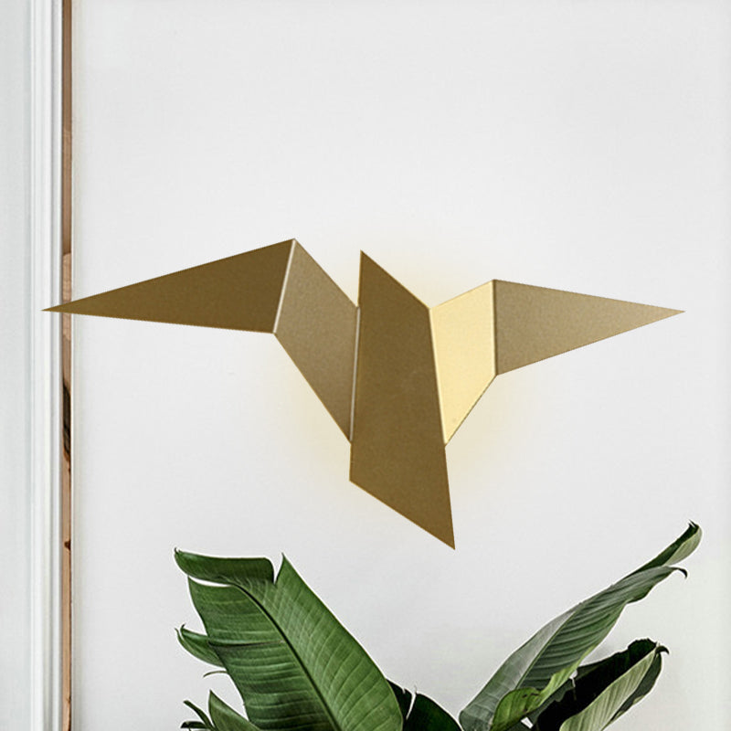 Modernist Metallic Bird-Like Sconce Led Wall Lamp In White/Black/Gold - White/Warm/Natural Light