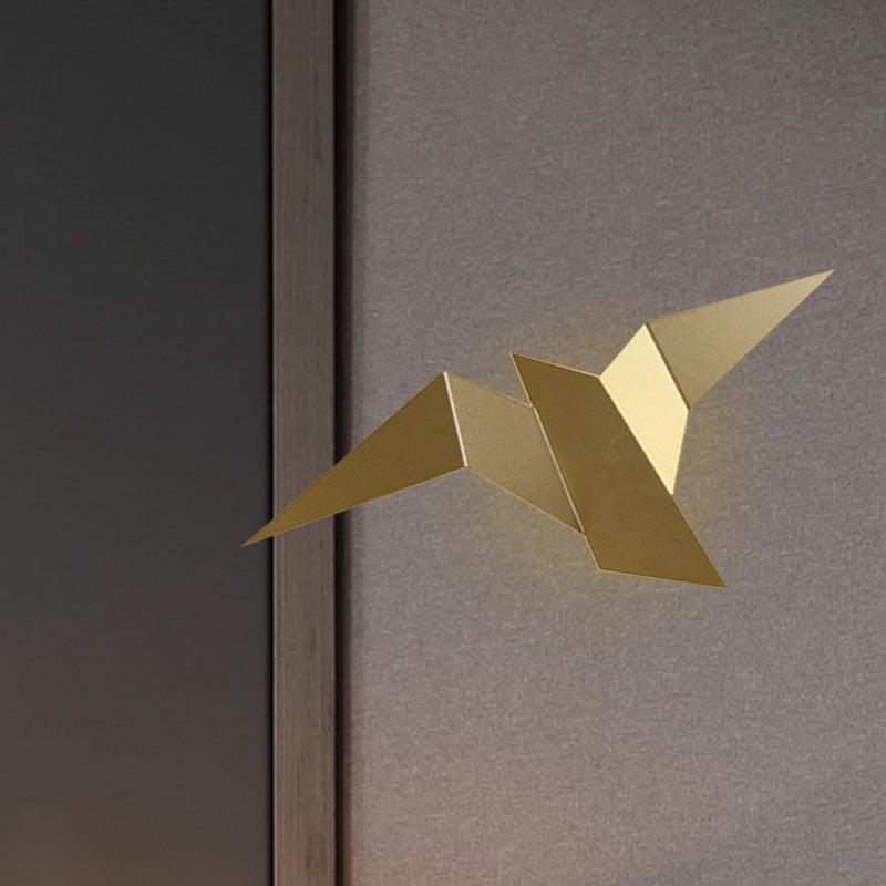 Modernist Metallic Bird-Like Sconce Led Wall Lamp In White/Black/Gold - White/Warm/Natural Light