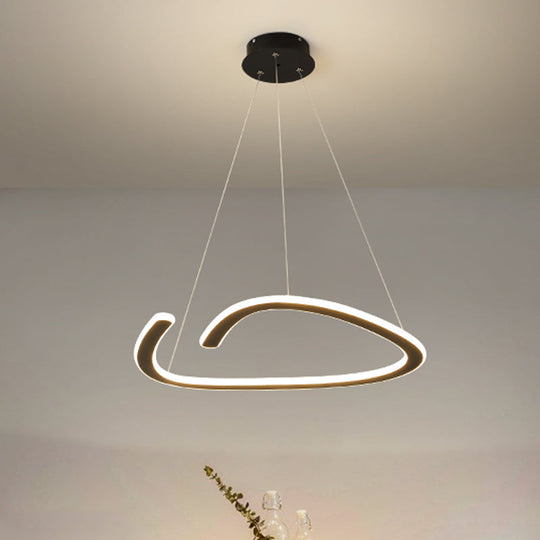 Sleek Black Triangle Chandelier: Led Suspension Light In White/Warm