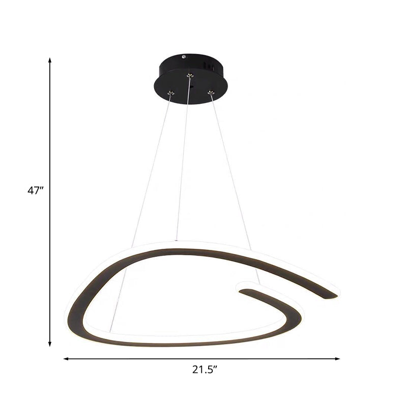 Sleek Black Triangle Chandelier: Led Suspension Light In White/Warm