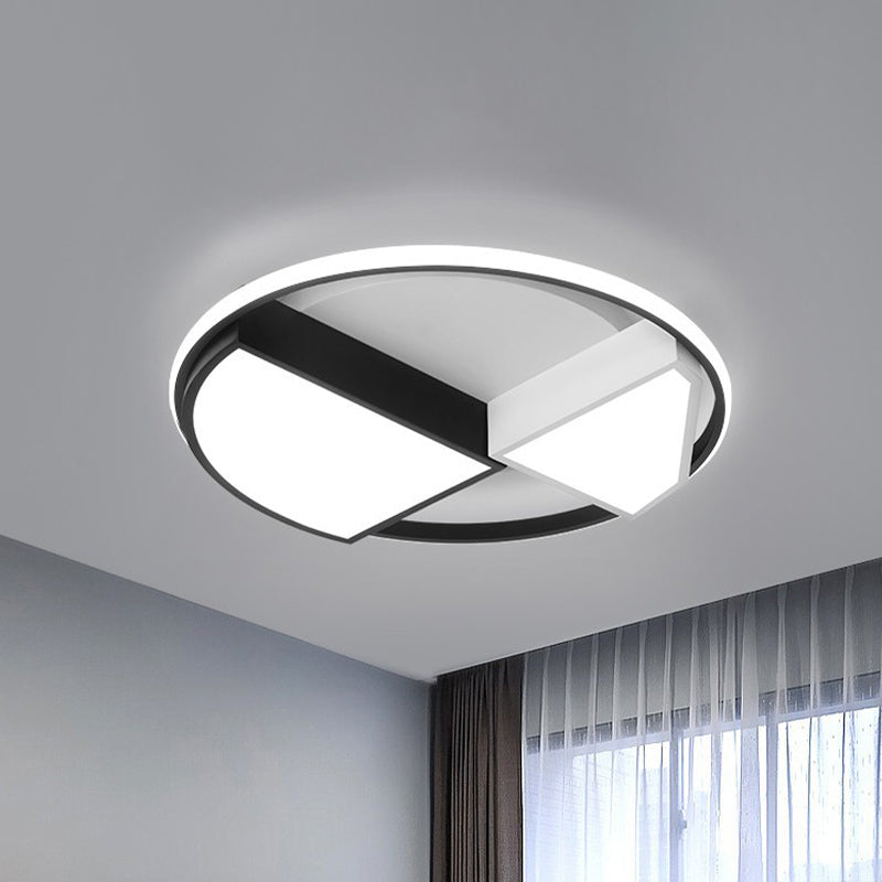 Modern Metal Diamond Ceiling Mounted Led Fixture - 16/19.5 Wide Black-White Flushmount Lighting