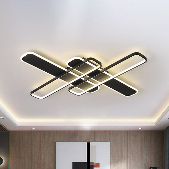 35.5"/43" W Cross Rectangle Flushmount LED Flush Light Fixture - Minimal Acrylic - White/Black/Gold