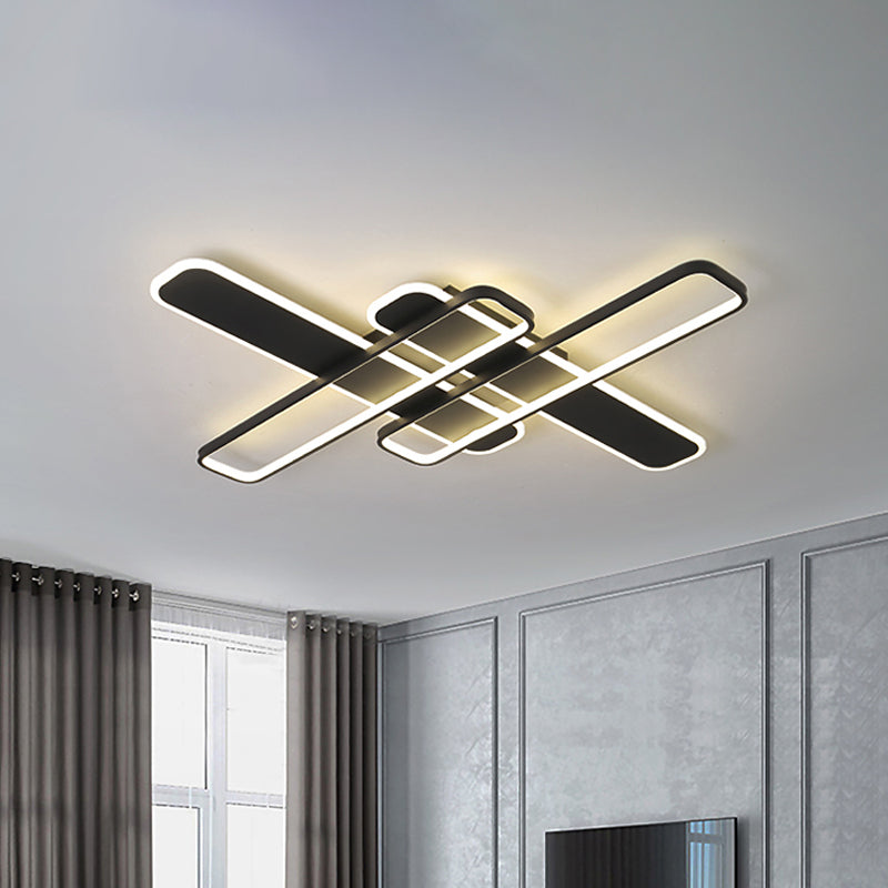 35.5"/43" W Cross Rectangle Flushmount LED Flush Light Fixture - Minimal Acrylic - White/Black/Gold