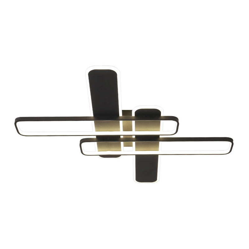 35.5"/43" W Cross Rectangle Flushmount LED Flush Light Fixture - Minimal Acrylic - White/Black/Gold