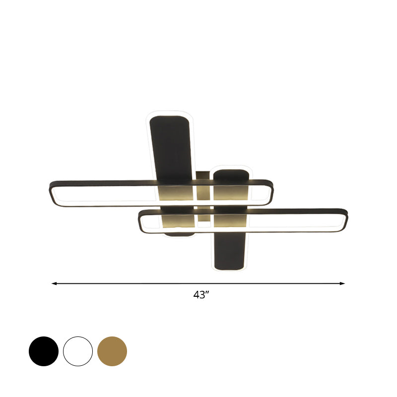 35.5/43 W Cross Rectangle Flushmount Led Flush Light Fixture - Minimal Acrylic White/Black/Gold