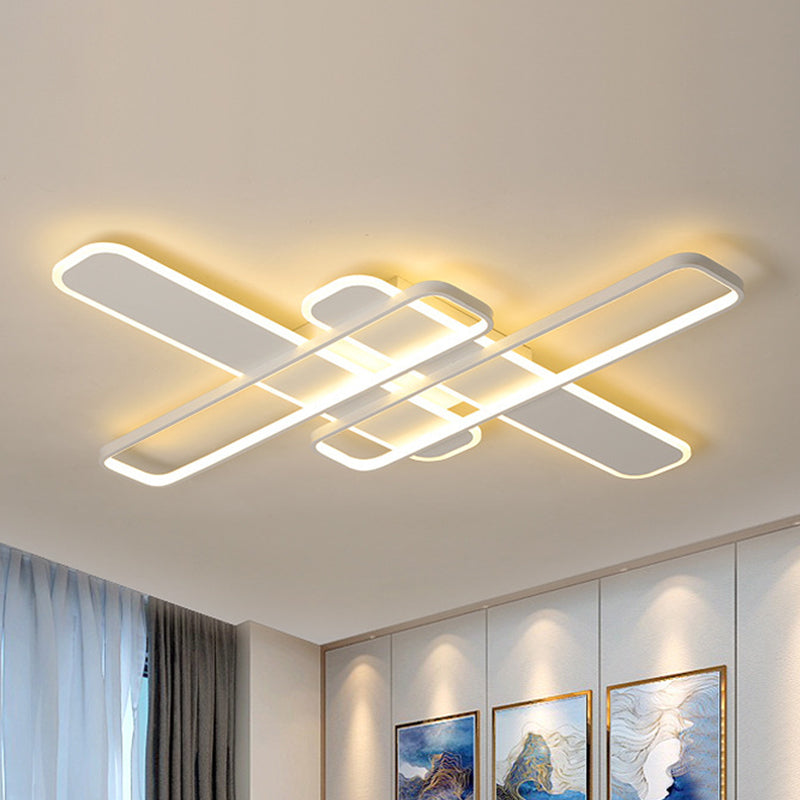 35.5"/43" W Cross Rectangle Flushmount LED Flush Light Fixture - Minimal Acrylic - White/Black/Gold