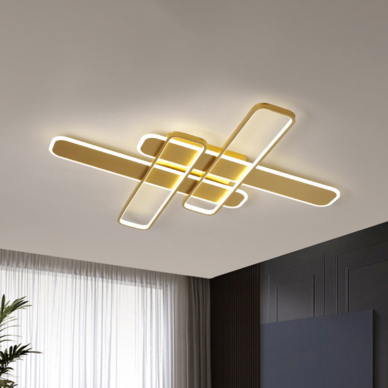 35.5"/43" W Cross Rectangle Flushmount LED Flush Light Fixture - Minimal Acrylic - White/Black/Gold