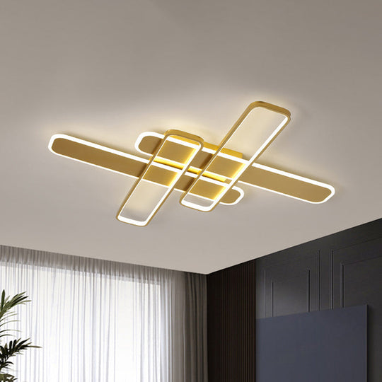 35.5/43 W Cross Rectangle Flushmount Led Flush Light Fixture - Minimal Acrylic White/Black/Gold Gold