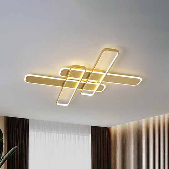 35.5"/43" W Cross Rectangle Flushmount LED Flush Light Fixture - Minimal Acrylic - White/Black/Gold